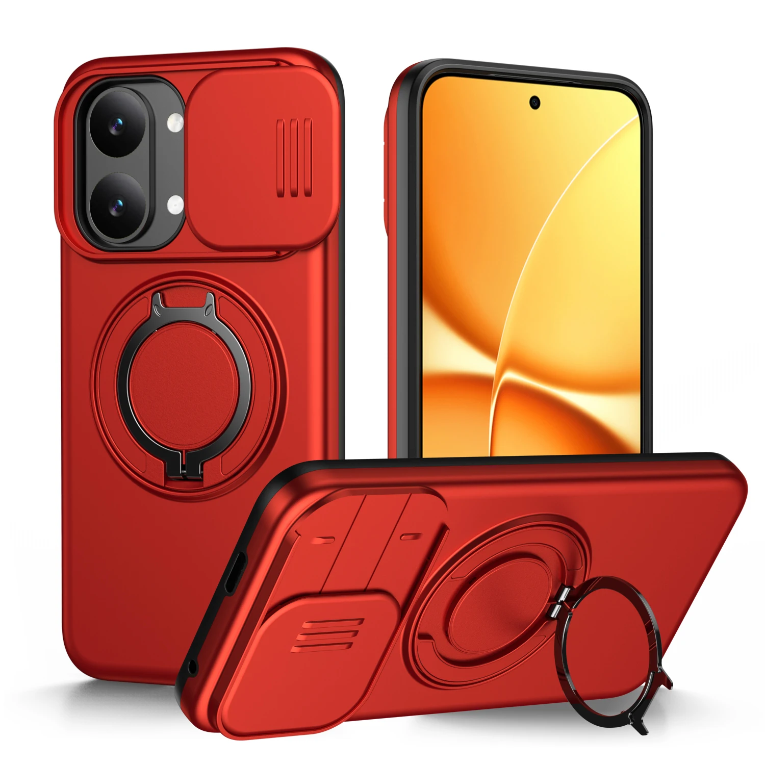 Slide Camera Protection Shockproof Magnetic Back Cover with Upright Kickstand