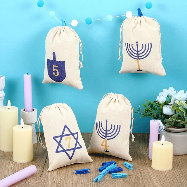 8 Nights of Hanukkah Countdown Calendar Bag Happy Chanukah Fireplace Mantle  Stairway decoration Jewish Holiday kid boy girl gift - AliExpress