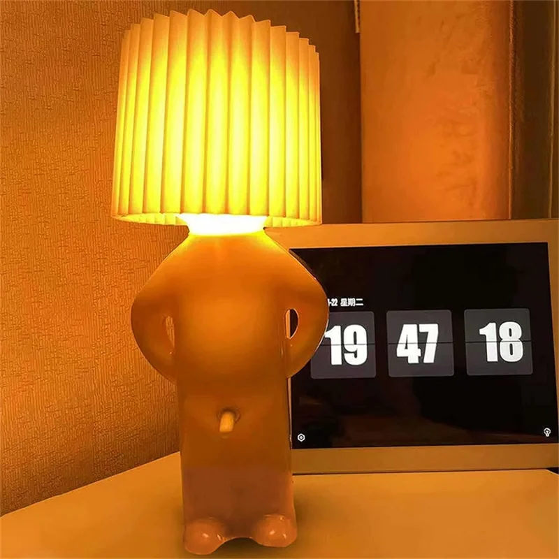 Claeted Naughty Boy Creative Table Lamp Unique LED Pleats Reading Lighting Bedroom Bedside Night Light Children's Gift Led Light Desk Lamp Night Light Led Desk Lamp Mini Led Light