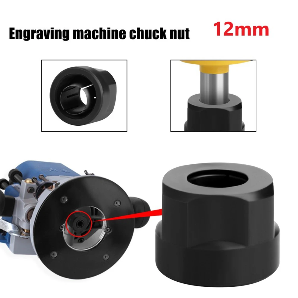 

Collet Chuck Nut Durable Handle High Strength Metal Milling Cutter Power Tools Accessories Black Engraving Machine