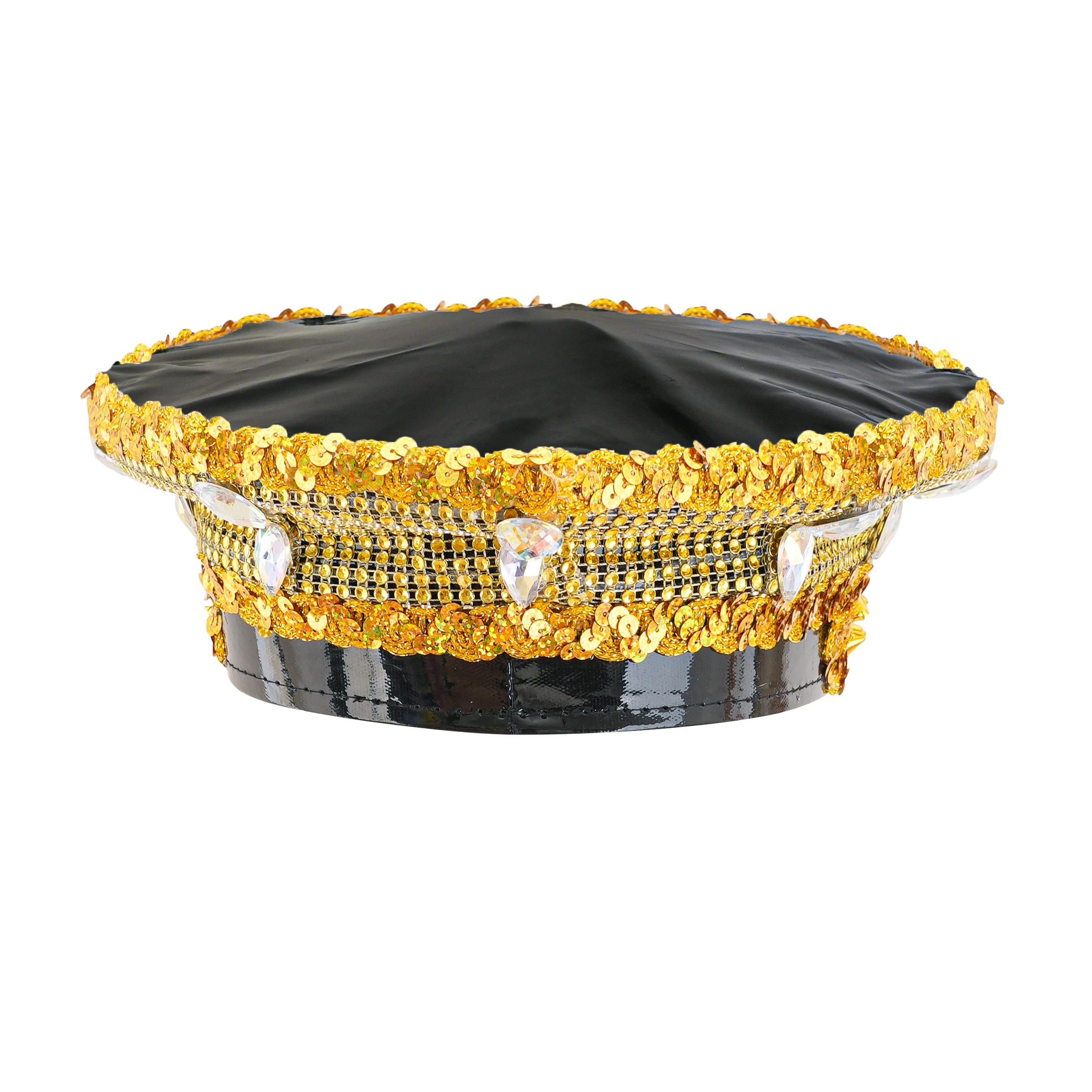 Cosplay Hat Ecoparty Burning Man Sequin Hat Music Festival Military Captain Hats Steampunk Caps for Unisex Adult