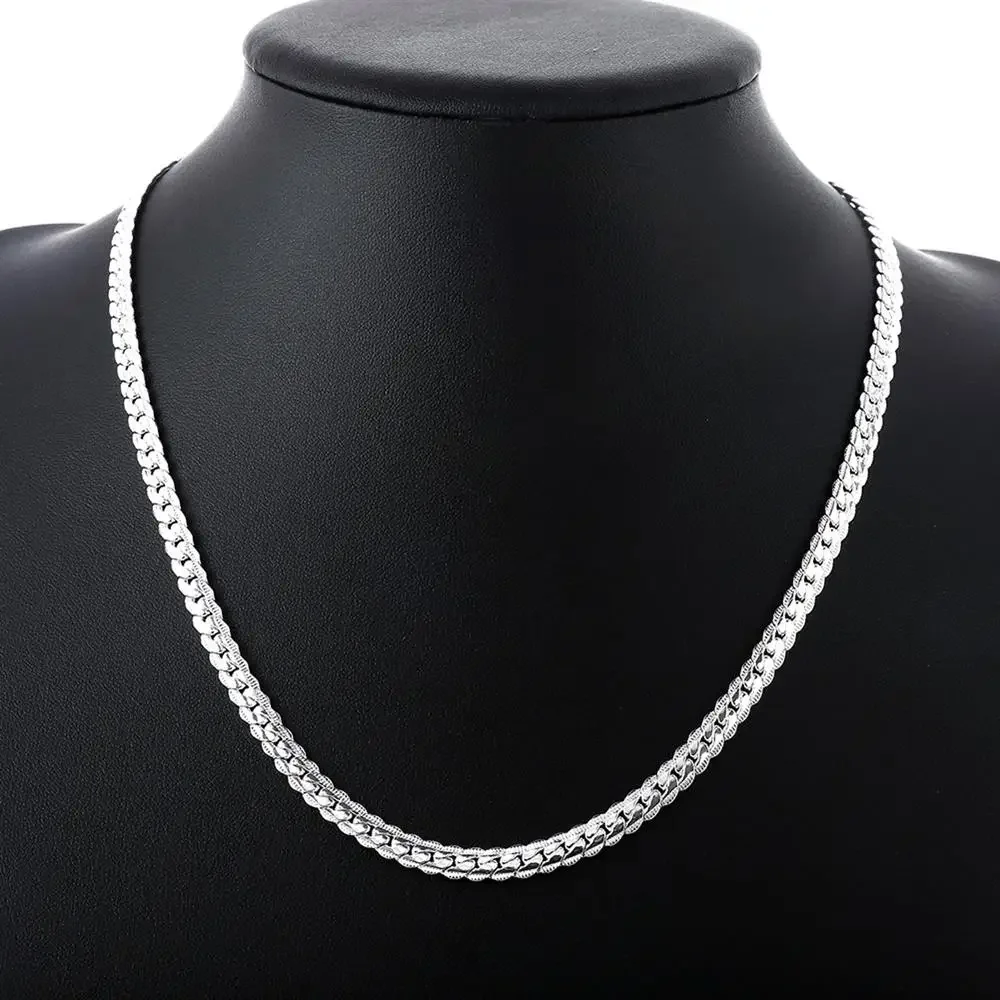 Silver 925 Stamped Chain Necklace Detail