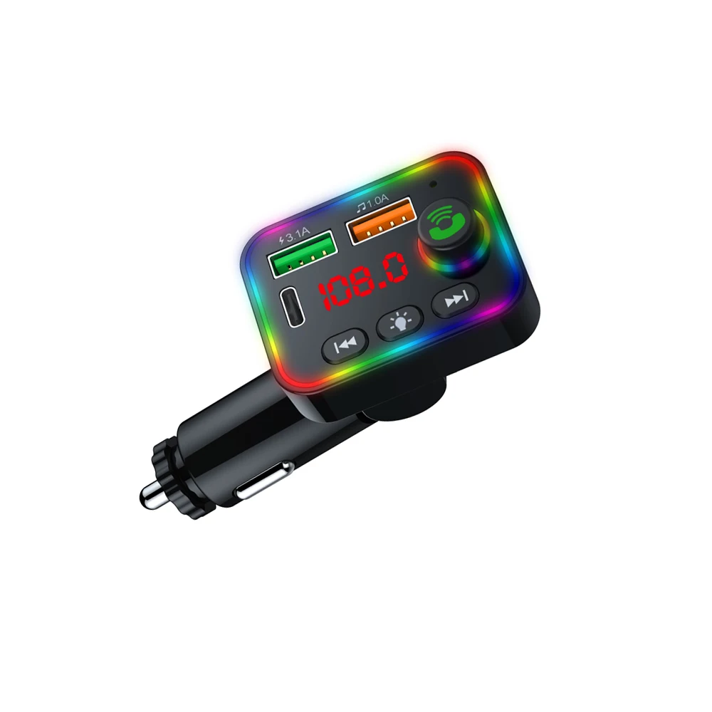 best bluetooth cigarette lighter Car Wireless Bluetooth 5.0 FM Transmitter MP3 Player USB3.1A Car Charger U  Disk