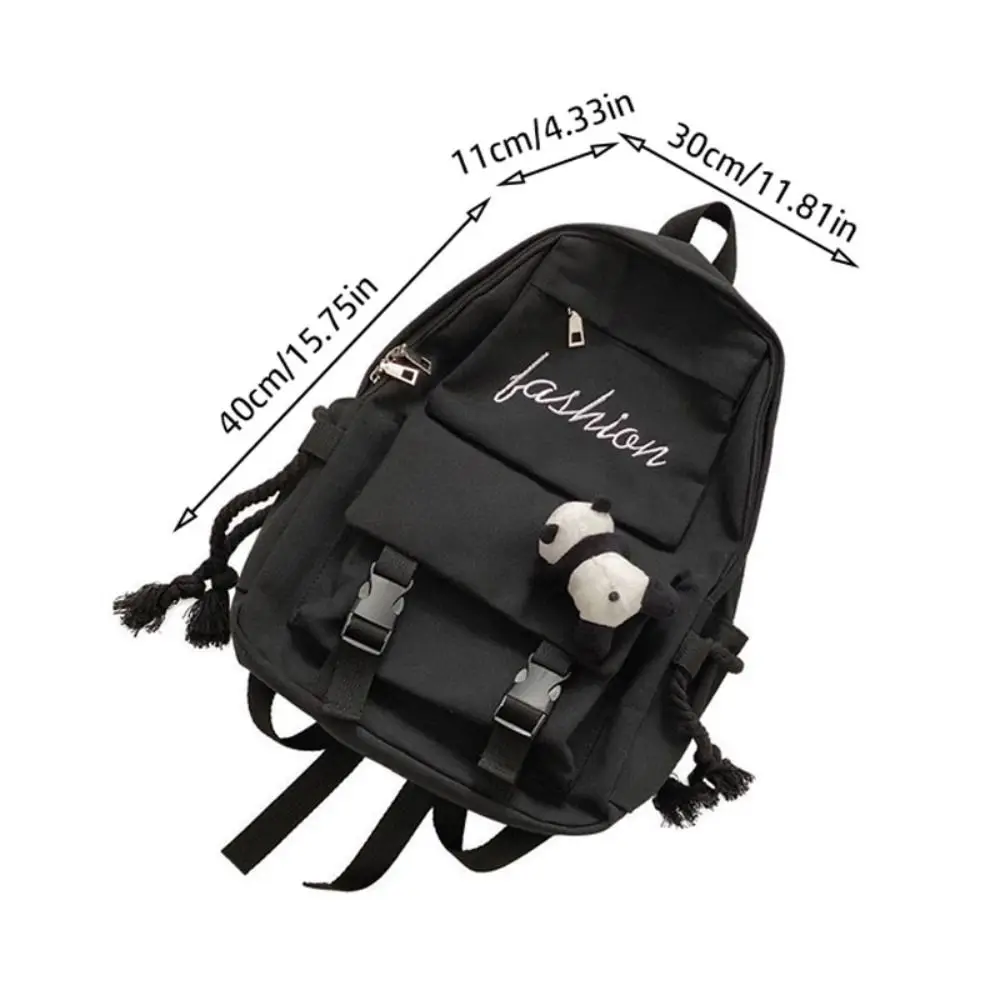 Women's Korean Version Canvas Schoolbag Men's Casual Solid Color Backpack Travel School Shoulder Bag 6
