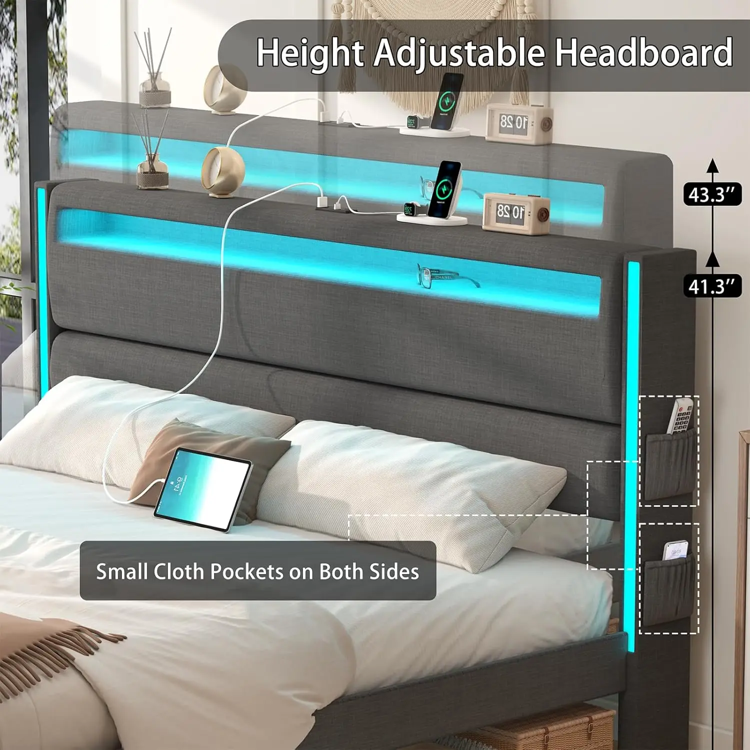 King LED Platform Bed 3