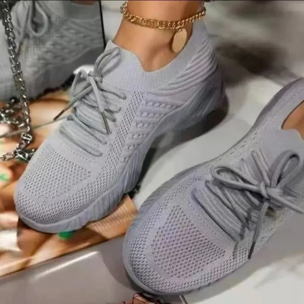 Women Mesh Breathable Casual Sneakers Lace-up Vulcanized Shoes Ladies Platform Sneakers Female Shoes Plus Size Zapatos De Mujer 6