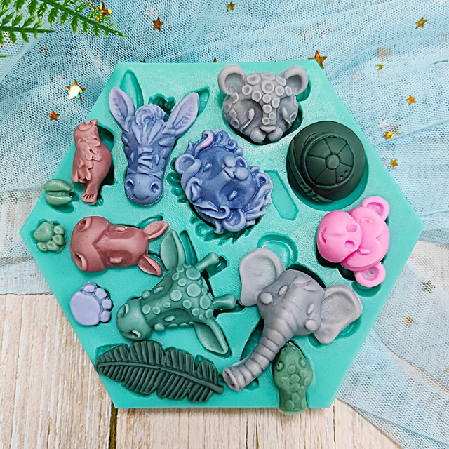 Jungle Elephant Lion 3D Baking Supplies Animal Mold Silicone Mold Cake Mould
