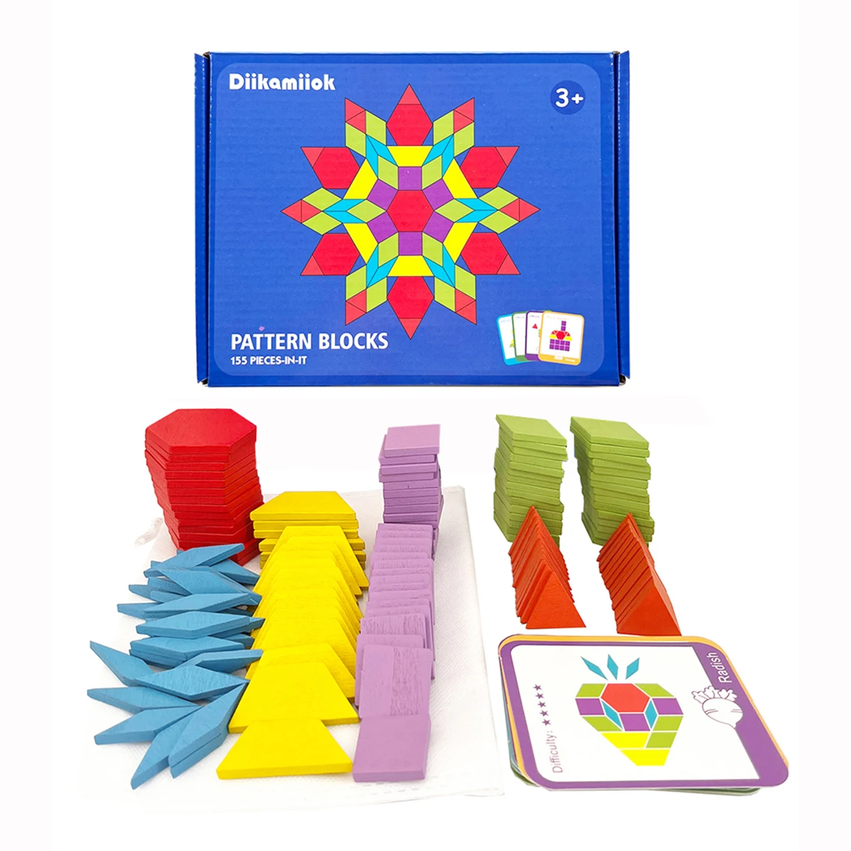 155 pieces Geometric Shape Tangram Jigsaw Puzzle Games Wooden Toy 3D ...