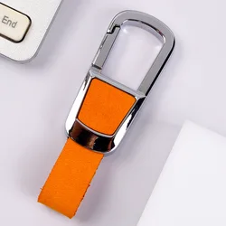 Luxury Leather Keychain - Classic Key Ring Holder & Bag Charm Gift Accessory (Sport Orange - S)