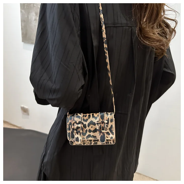 Women's Stylish Leopard Print Large Capacity Shoulder Crossbody Bag | Mini Coin Purse & Trendy Square Clutch, Casual Daily Use