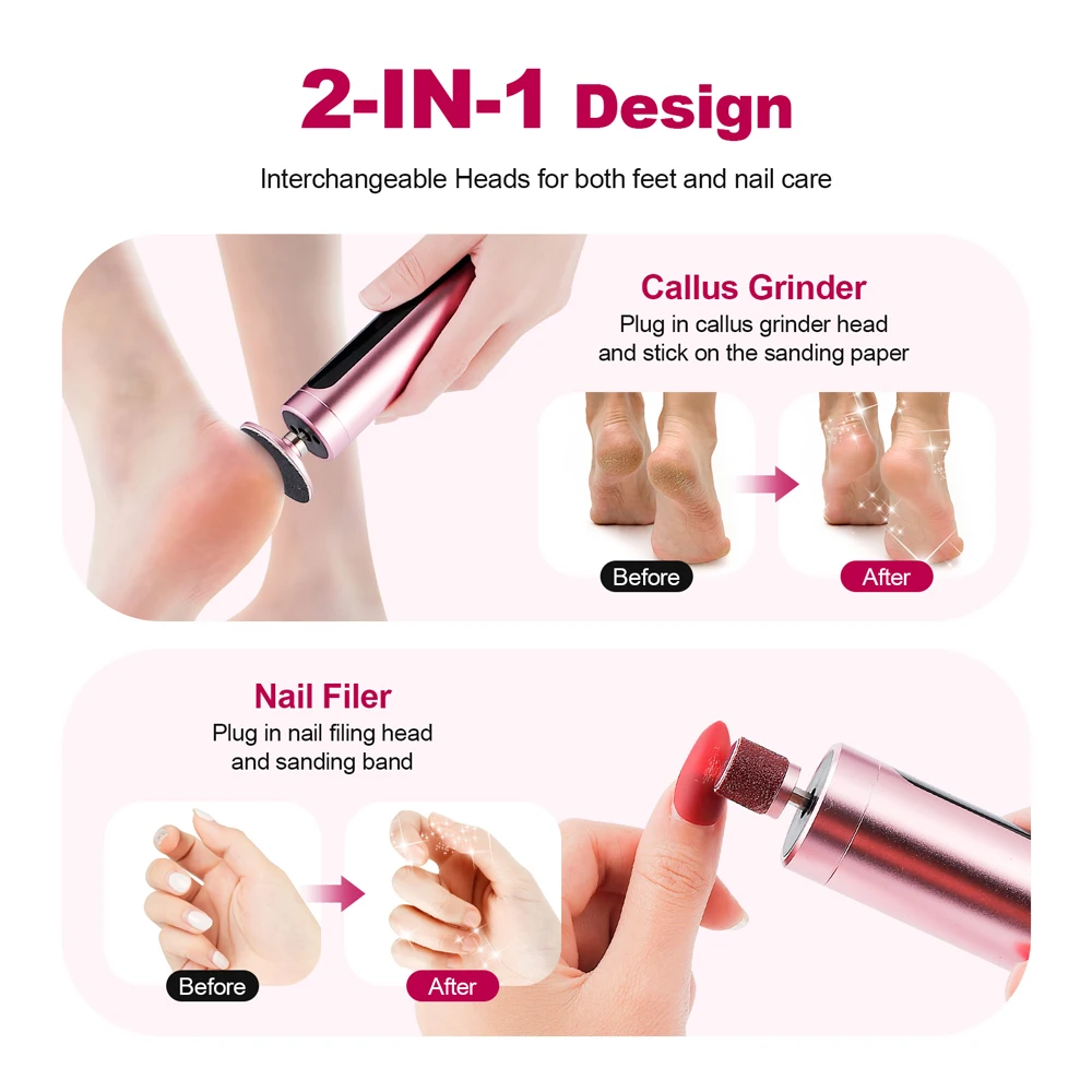 Electric Foot Callus Remover USB Charge Foot Dead Skin Electric Eliminator Heel Cracked Dead Skin Scrubber Polisher Grinder Tool