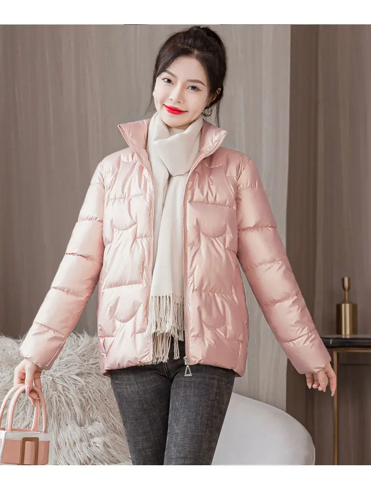 

2023 New Women Down Cotton Coat Winter Jacket Female Short Fashion Parkas Large Size Loose Outwear Warm Appear Thin Overcoat