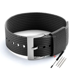 Braided Nylon Watch Strap - Universal Replacement Bracelet for Military and Sport, Men and Women (Black)