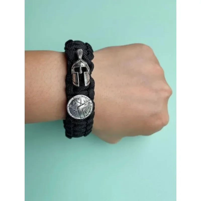 Paracord Braided Trip Bracelet Outdoor Camping Survival Mens Spartan Helmet Warrior Accessory