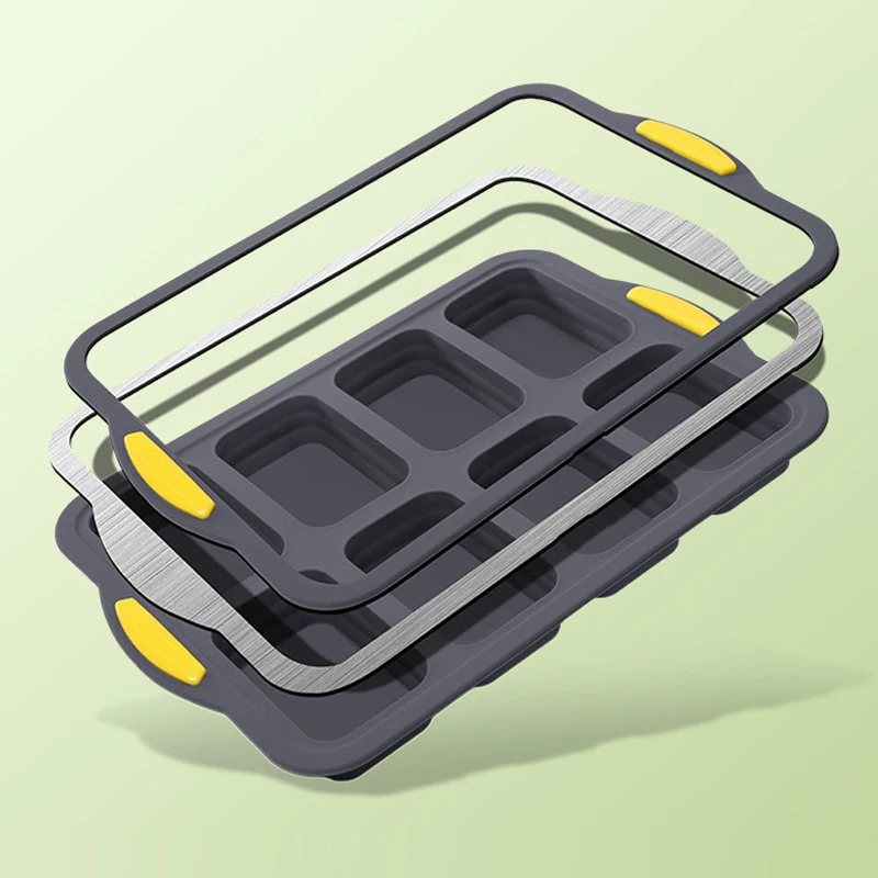 Foldable Silicone Bread Mold Baking Pan Mini Loaf Pans Heat Resistant Baking Moulds Non-Stick Cornbrea Cake Baguette Baking Tray
