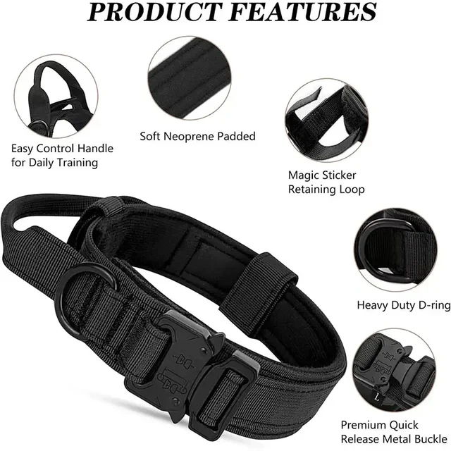 Outdoor Sports Style Tactical Dog Collar Usable Collar For Medium To Large Dogs With Traction Capability for Dog Training 3