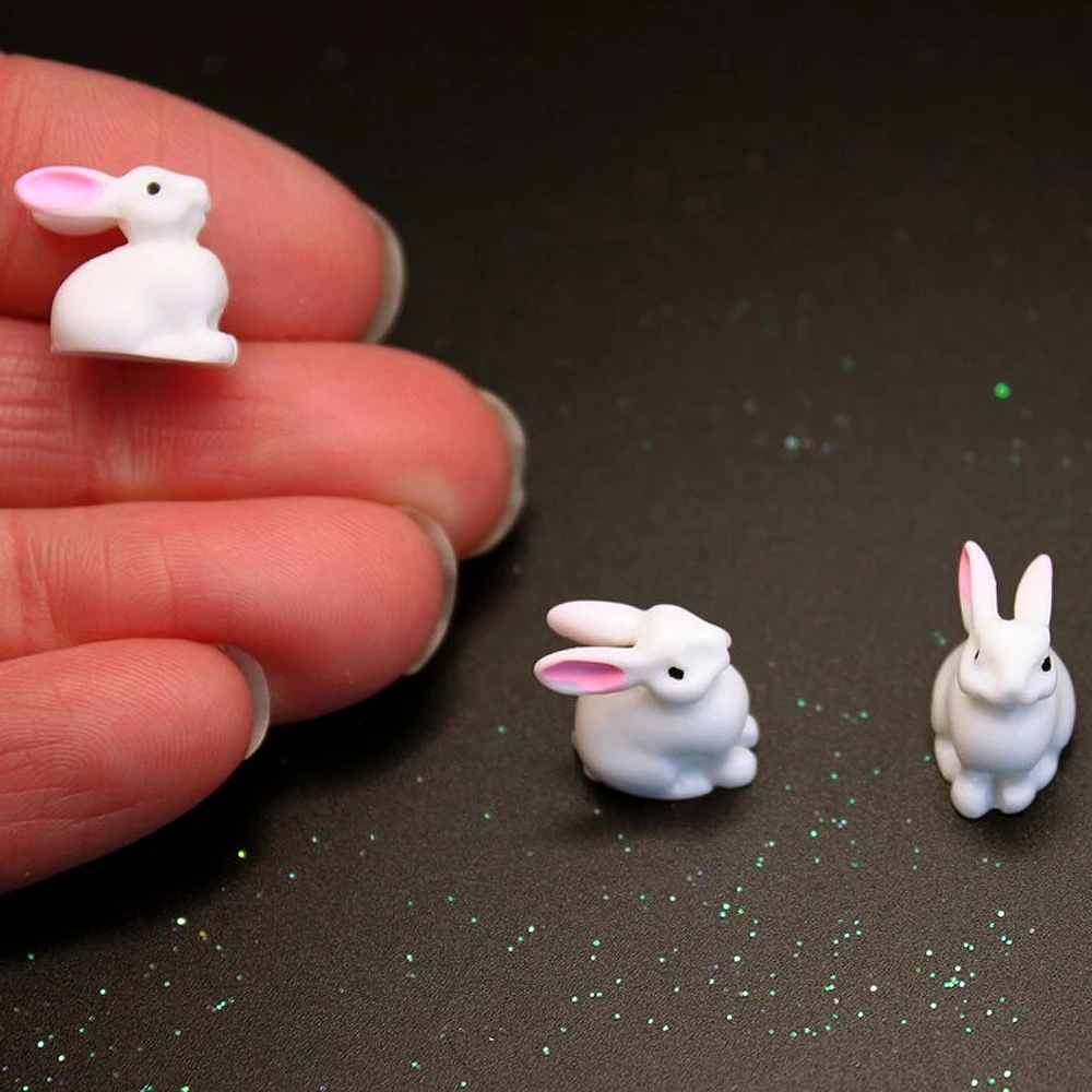 

3/6pcs Mini Resin Bunny Miniature - Tiny Figurines for DIY Crafts Micro Landscape Home Plants Bonsai Fairy Garden Decoration