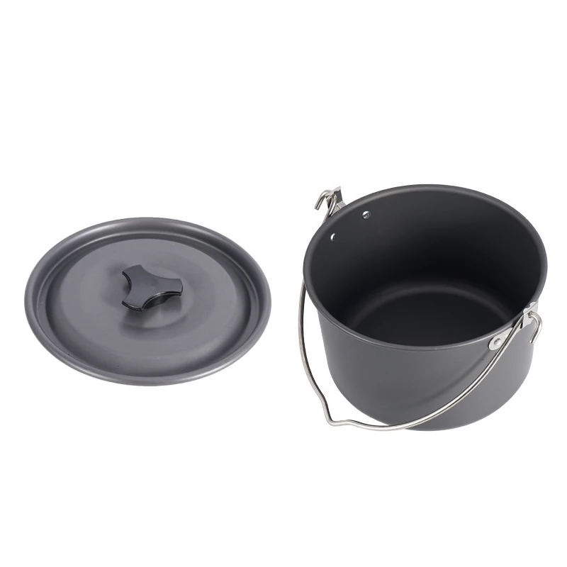 4L Outdoor Hanging Pot, Camping Picnic Large Soup Pot, Portable Cookware, Firewood Cooking Pot 4