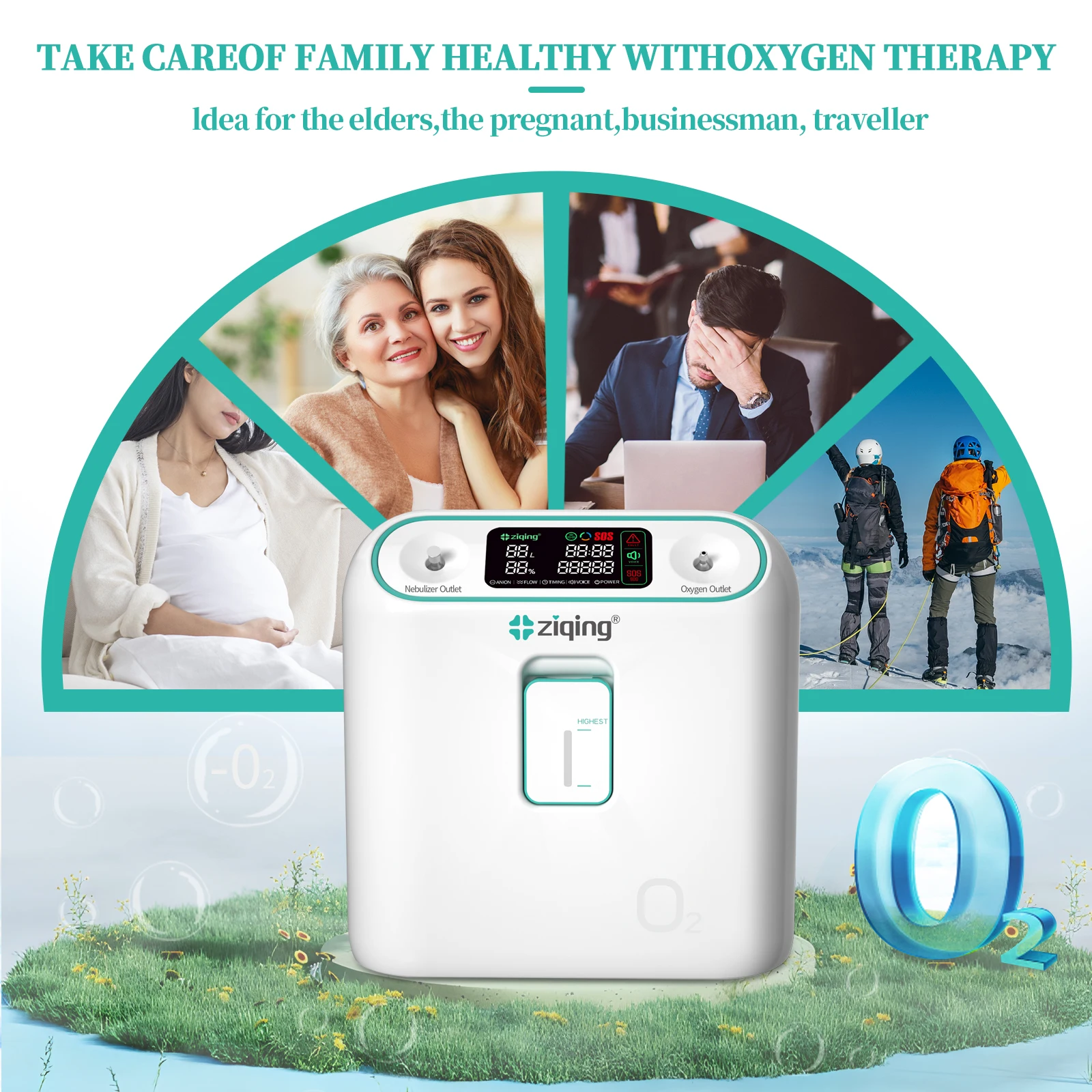 1L-8L/2-9L Oxygen Concentrator With Atomization Adjustable 93% Voice Low Noise Portable High Concentration Oxygen Machine Flow