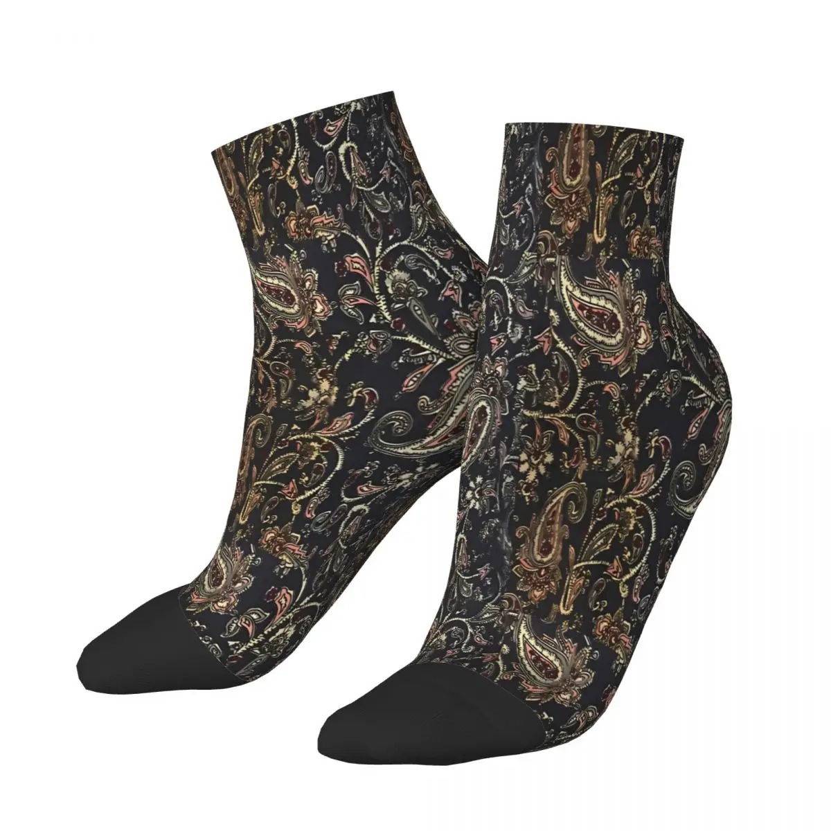 

Dark Floral Brown Paisley Babylon Water Drop Ankle Socks Male Mens Women Summer Stockings Hip Hop