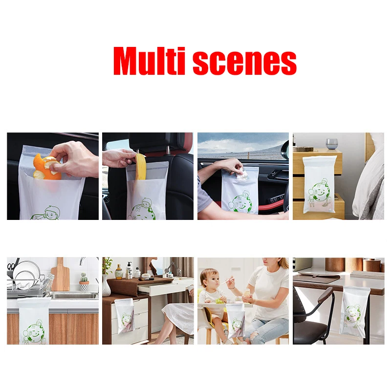 20Pcs Car Trash Bag Disposable Self-Adhesive Bags Sticking Type Auto Storage Seat Back Hanging Garbage Bag for Car Accessories