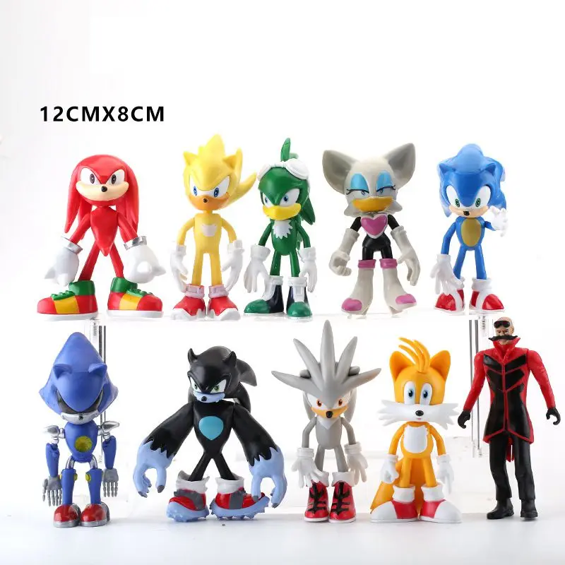 10 piezas/set Super Sonic Mouse PVC figura de acción de juguete Sonic Hedgehog muñeca juguete creativo regalo de vacaciones para niños