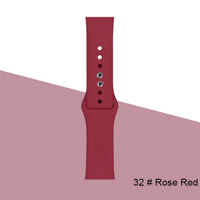 Silicone Strap For Apple Watch band 45mm 41mm 44mm 40mm 38mm 42mm Watchband Bracelet Correa For Iwatch Series 6 Se 5 4 3 7 Rose-Red-32
