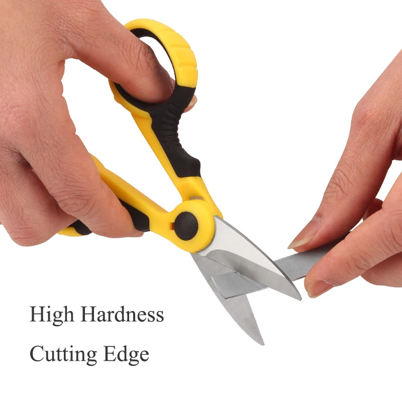 Electrician Scissors High Carbon Steel Industrial Strong Wire and Cable Scissors Non-slip Manual Electrician Stripping Scissors 3
