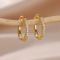 Heart Stainless Steel Earrings for Women Zircon Gold Color Hoop Earring Aesthetic Waterproof Ear Piercing Jewelry Accessories - Image 6