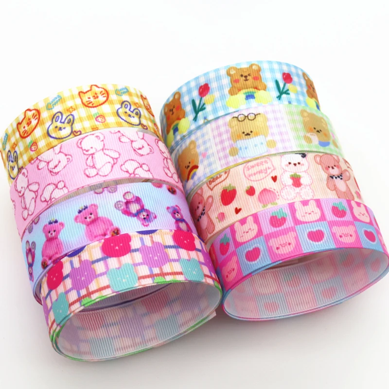 

DUWES 50 ярдов кавайный медведь мультяшный принт корсажная лента аксессуары материал головной убор украшение Сделай Сам шитье Рукоделие D2049