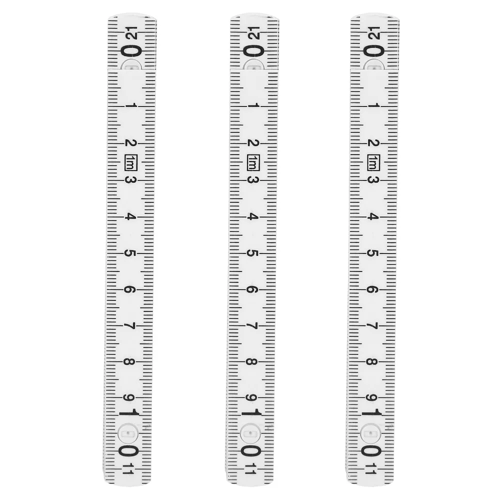 3PCS 내구성 플라스틱 접이식 자 흰색 10단 선형 측정 도구 경량 다각도 미터 측정 도구 목공 도구