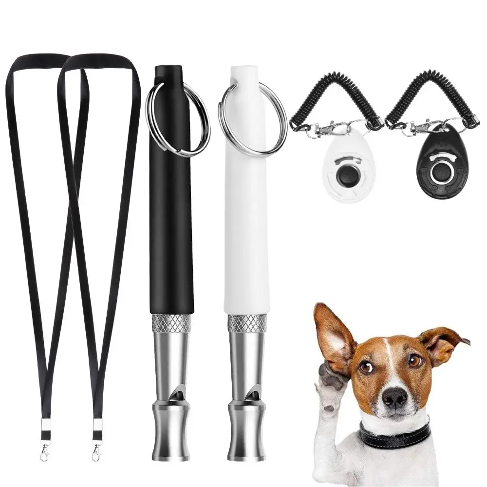 Dog Whistle, Dog Clicker, Silent Ultrasonic Adjustable Pitch with Lanyard and Clicker