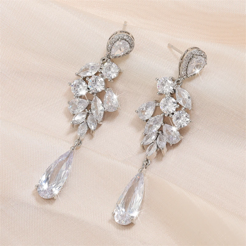ZAKOL AAA Teardrop Cubic Zirconia Dangle Earrings Luxury