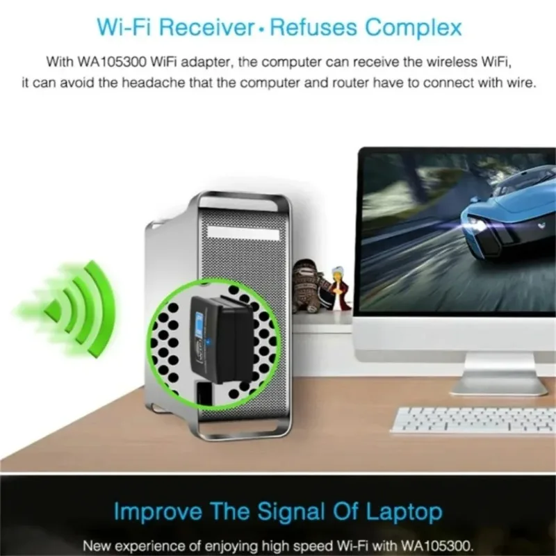 USB WiFi 어댑터 300Mbps 2.4Ghz 무선 네트워크 카드 어댑터 데스크탑 노트북 PC Windows 10 8 7용 USB 2.0 동글 어댑터