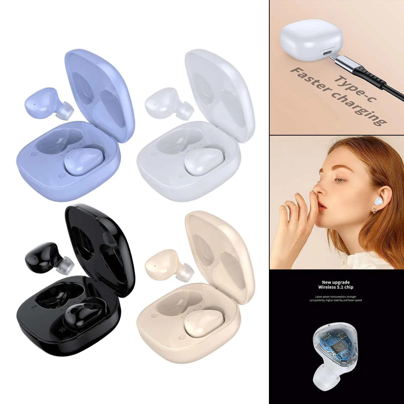 5.1 Stereo Sound W/ Charging Case Portable Built-in Mic Earphone for Android Phone Music