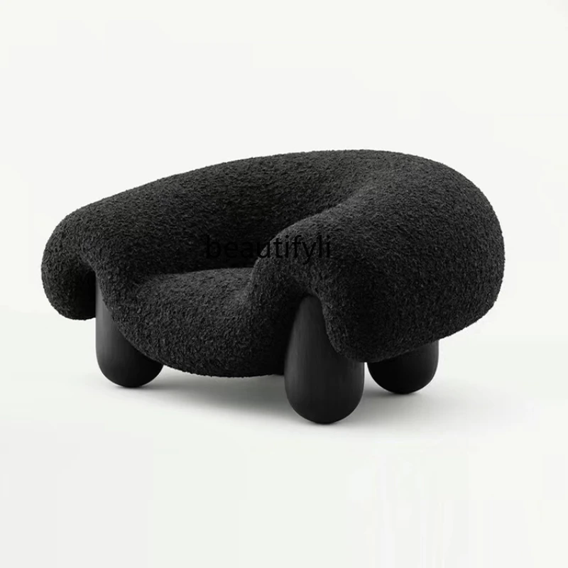 

Italian Minimalist Style Classic Black Creative Designer Retro Style Small Lambswool Sofa Creative