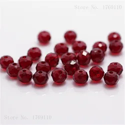 Olive Green Faceted Crystal Glass Rondelle Beads - 50pcs (Dark red)