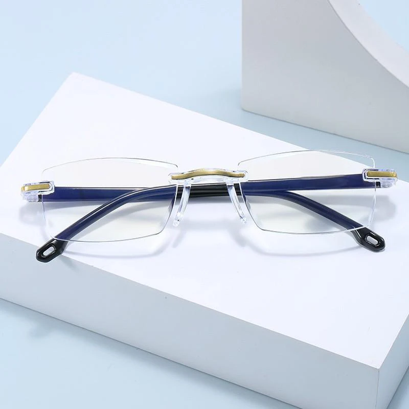 High-Quality Rimless Anti Blue Ray Reading Glasses; Unisex Eyewear for Presbyopia