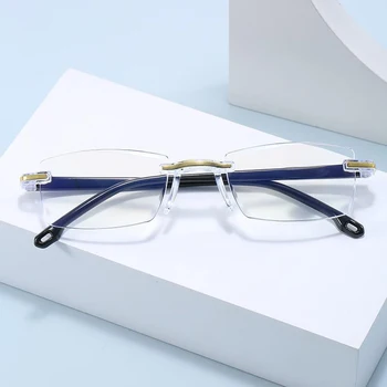 High-Quality Rimless Anti Blue Ray Reading Glasses; Unisex Eyewear for Presbyopia