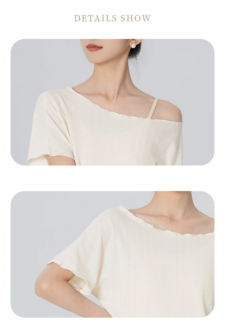 Frauen Crop Dance Top Off Schulter Kurzarm T-Shirt Ballett Praxis Tragen Cover Up Sommer – Detail 11