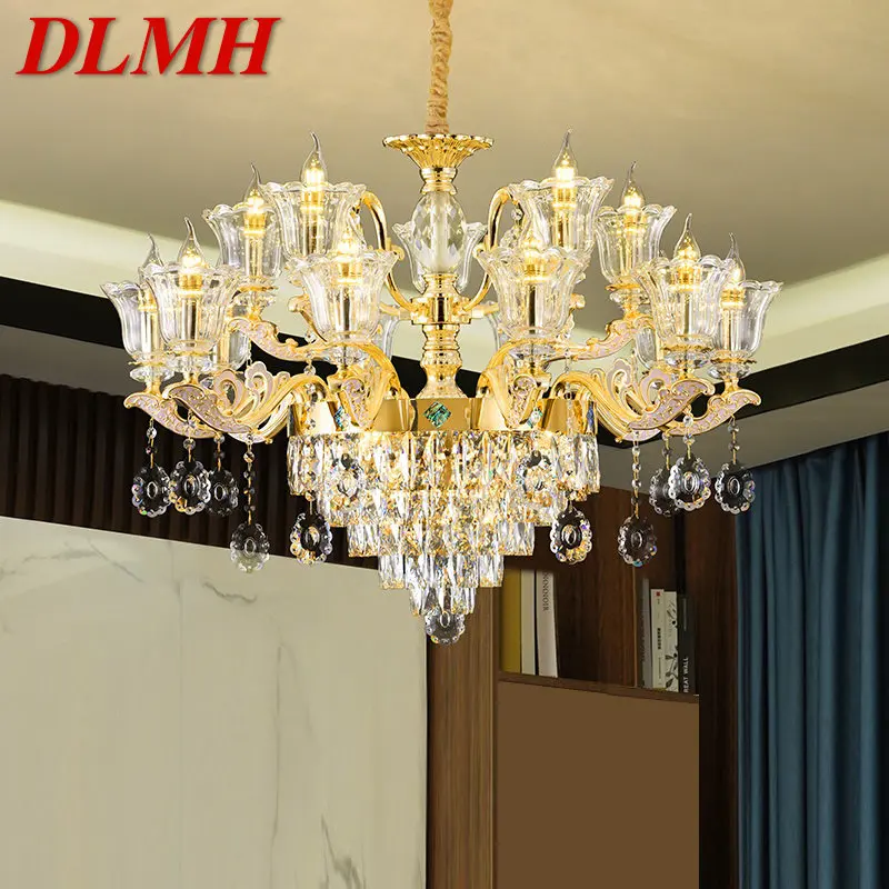 

DLMH Modern Chandelier Gold Luxury Crystal LED Candle Pendant Lamp for Home Living Room Bedroom Decor Fixtures