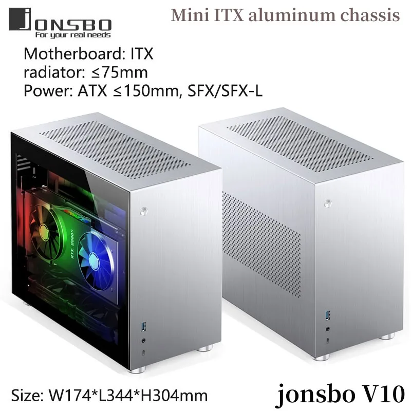 

Jonsbo V10 ITX mini business chassis supports ATX/SFX power supply/240 water-cooled heat sink/with PCI-E3.0 graphics card connec