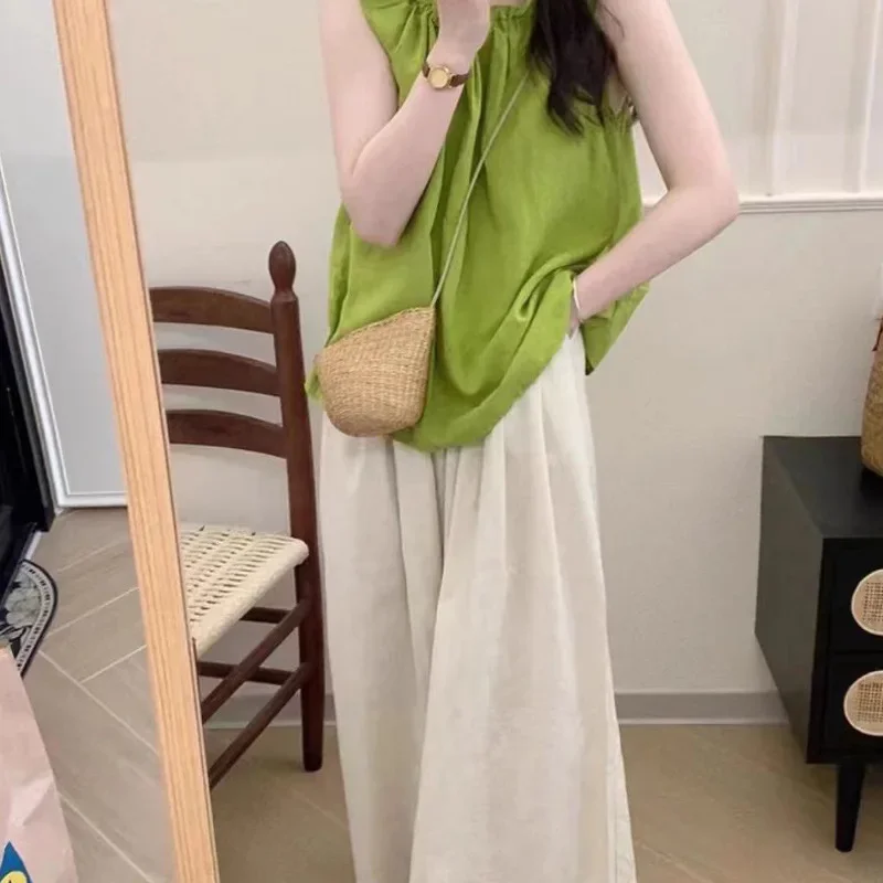 Maternity Suit Summer Matching Set Elegant Age-Reducing Stylish Green Top Pants 2-piece Set For Pregnant Women