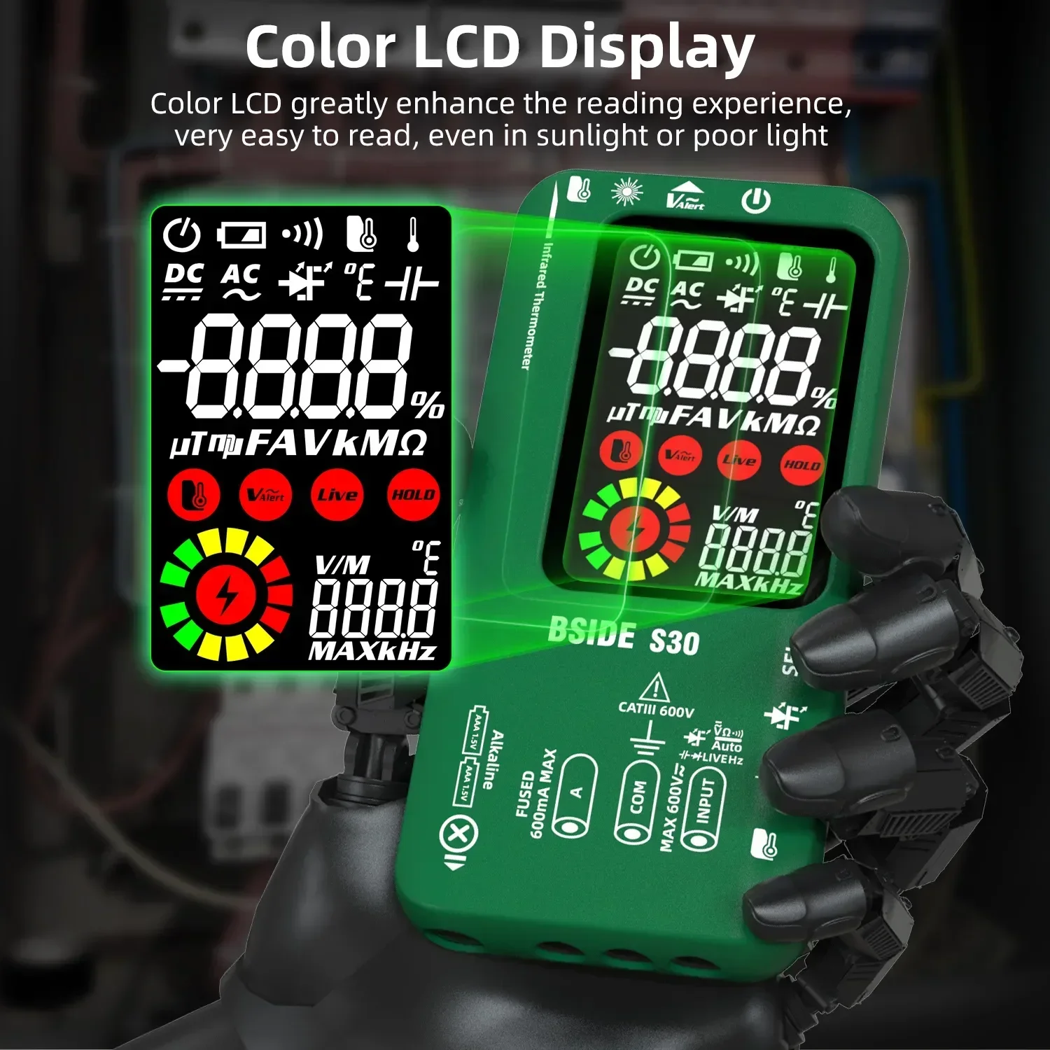 Bside S30 Smart Digital Multimeter 15V Diode Infrared Thermometer AC DC Voltage Current Recharge Professional Electronic Tester