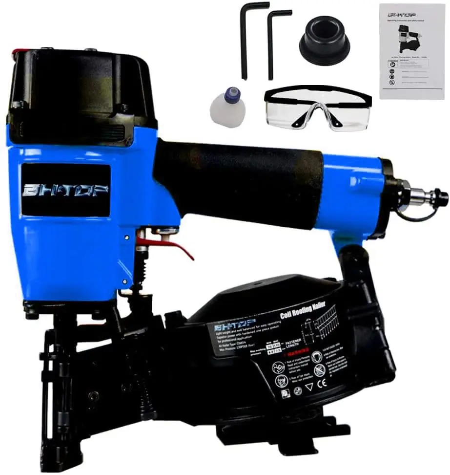 Roofing Nailer 15 Degree Roofing Nail Gun Coil Nails 120 pcs Load Capacity Coil Nailer in Blue Professional