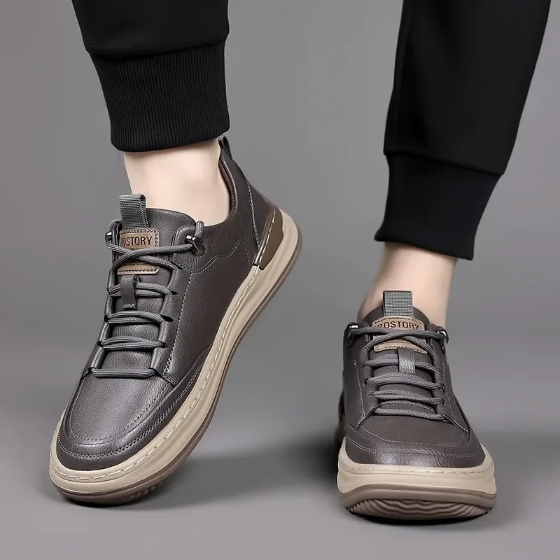New 2024 Genuine Leather Men Shoes Luxury Sneakers Male Soft Platform Shoes Autumn Winter Man Sport Shoe Footwear Mocassin Homme 4
