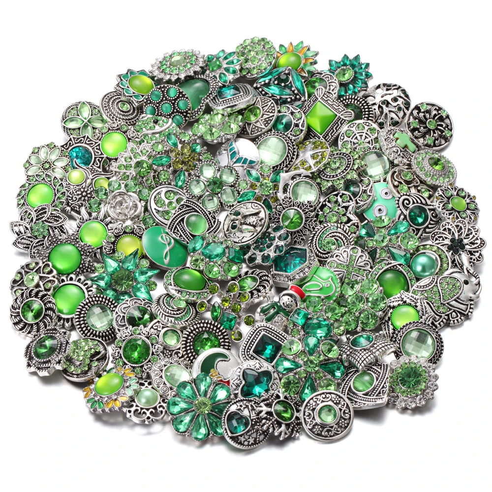 10pcs/lot High Quality Snap Button Jewelry DIY Crystal Rhinestone Flower 18mm 20mm Metal Snap Buttons Fit Bracelet Bangle
