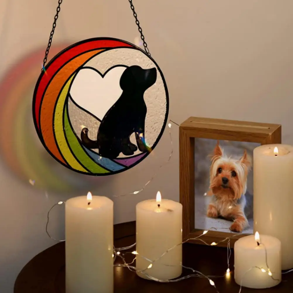 

Dog Memorial Pendant Bright Color Fade-resistant Puppy Memorial Suncatcher Meaningful Hanging Remembrance Ornament Pet Supplies