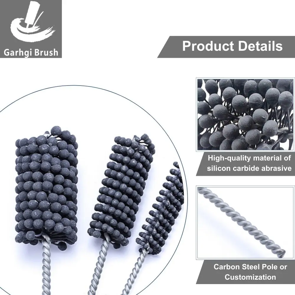 18-40mm flexibler Kugel zylinder Hone Brush CNC Drill Zubehör 320 Körnung 1-1/4 "(34mm) Durchmesser Silizium karbid für Brems zylinder – Detail 2