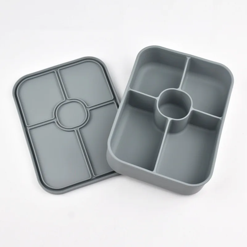 Food Grade Silicone 5-Grid Lunch Box and bento Box Can Enter Microwave&Freezer Lunch And Snack With Lid For School Work Travel